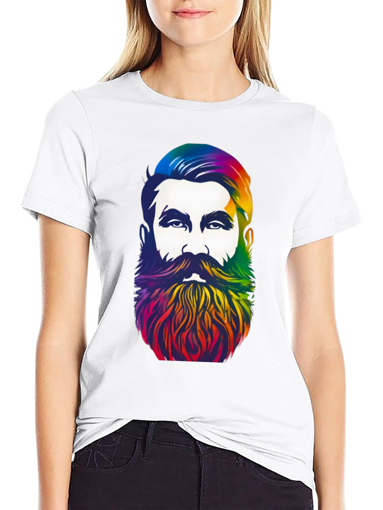 Rainbow Beard Graphic T-Shirt - Stylish Mens Tee