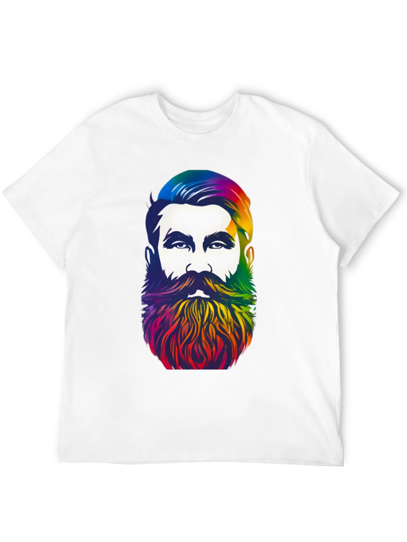 Rainbow Beard Graphic T-Shirt - Stylish Mens Tee