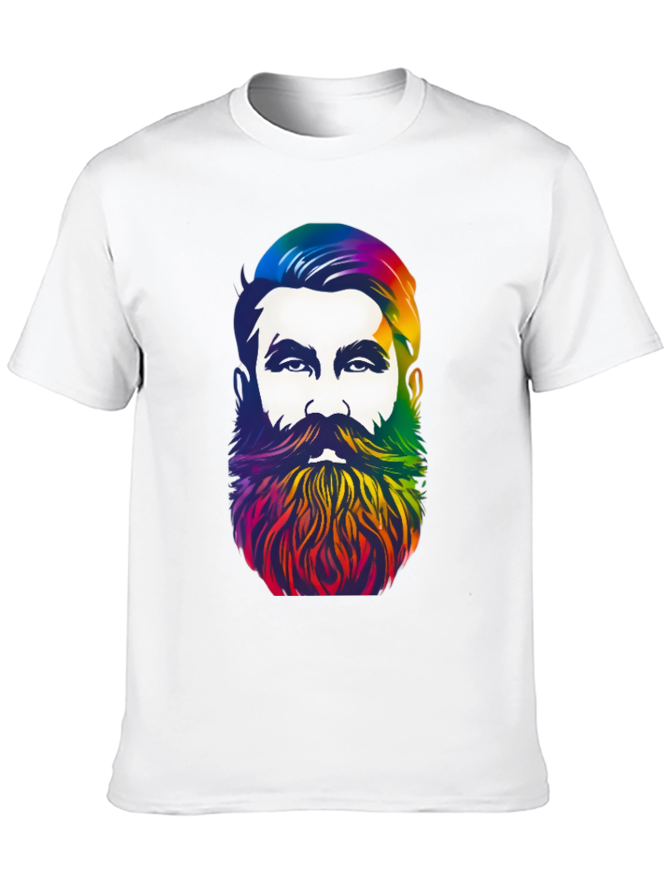Rainbow Beard Graphic T-Shirt - Stylish Mens Tee