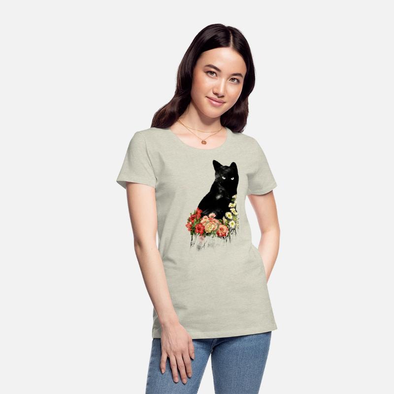 Black Cat Vintage Flower Good Luck
