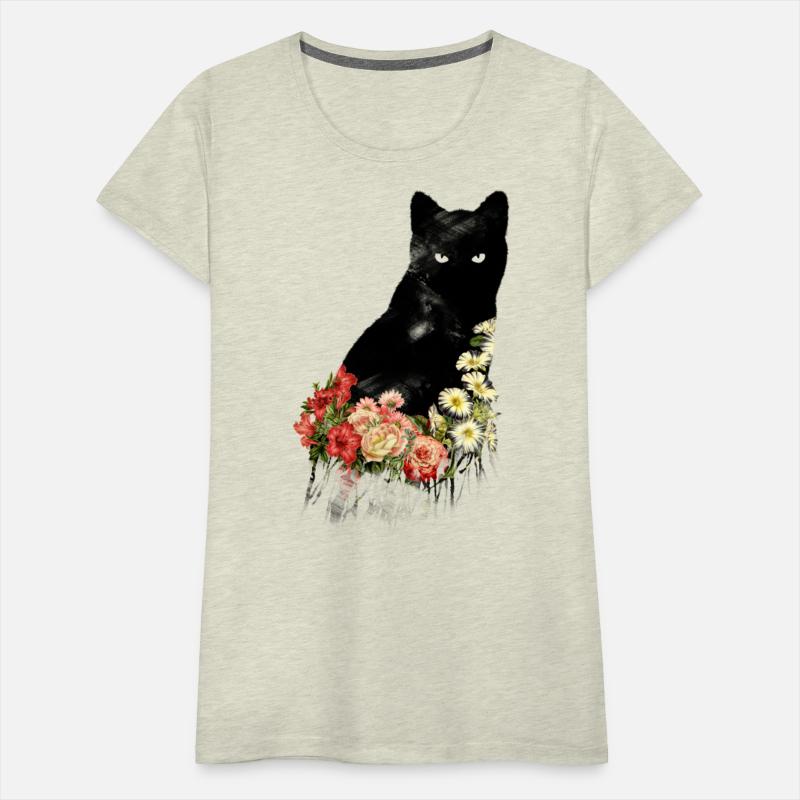 Black Cat Vintage Flower Good Luck