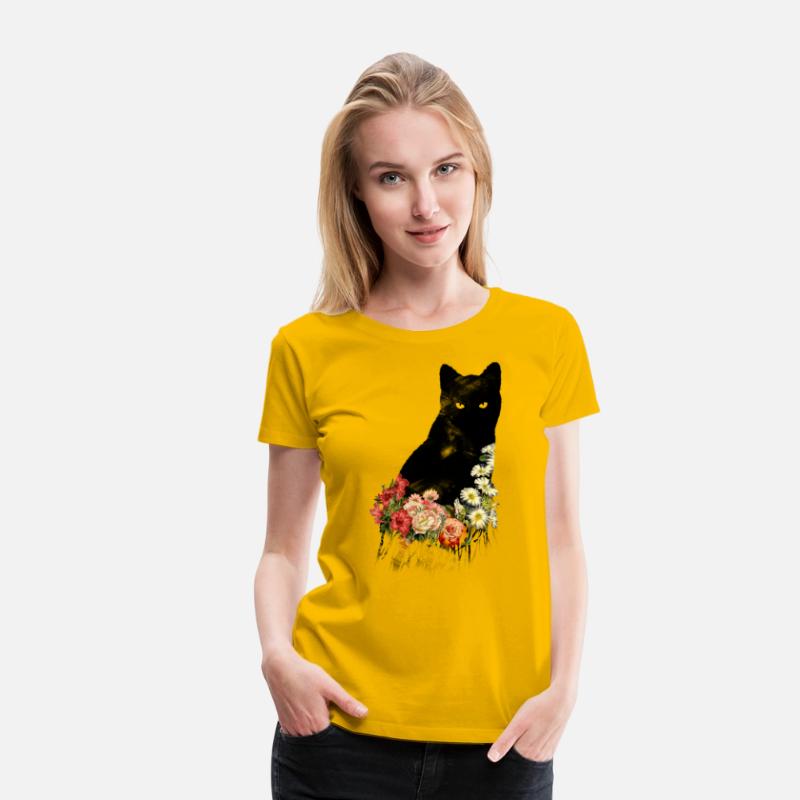 Black Cat Vintage Flower Good Luck