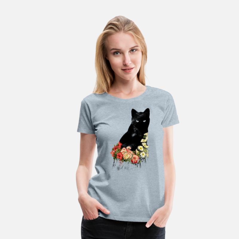 Black Cat Vintage Flower Good Luck