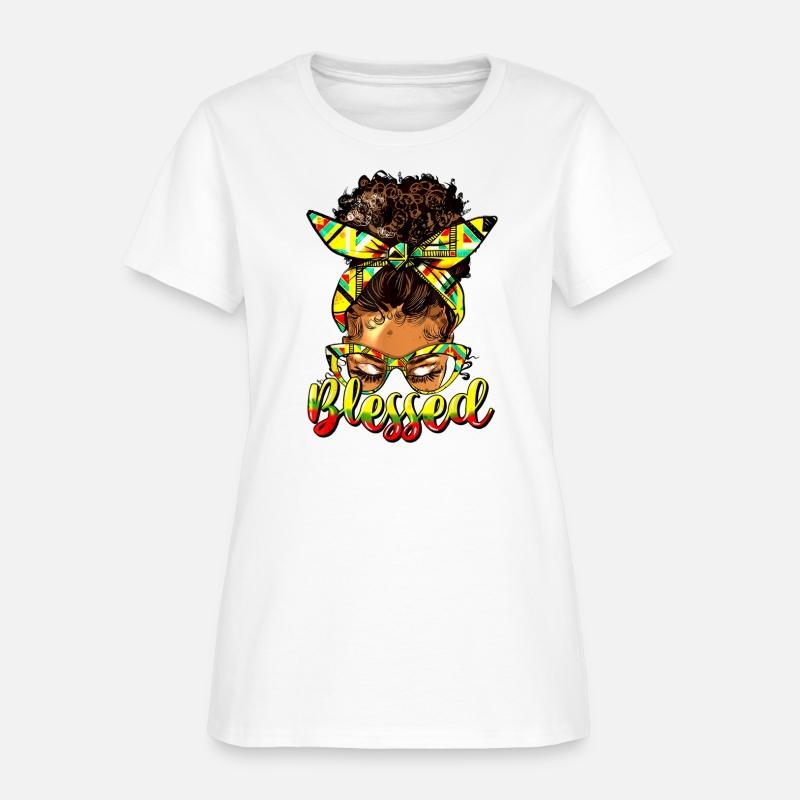 Black History Blessed Afro Black Women Messy Bun