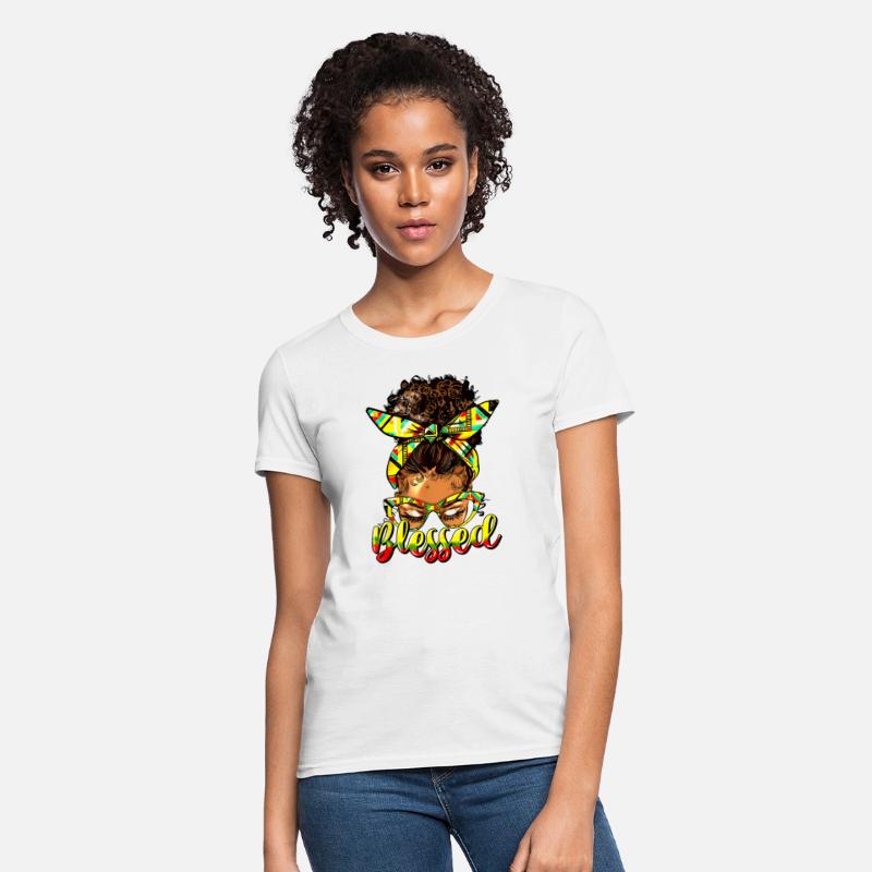 Black History Blessed Afro Black Women Messy Bun