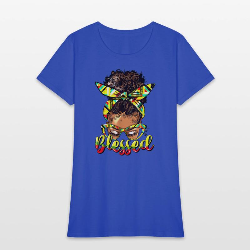 Black History Blessed Afro Black Women Messy Bun