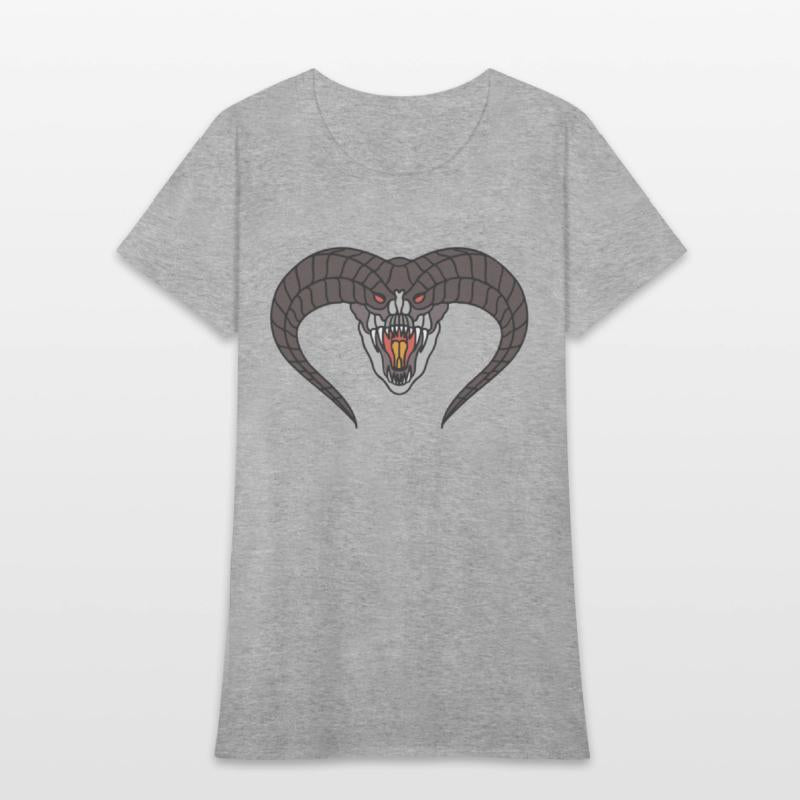 black Horned snake head with red eyes and fangs