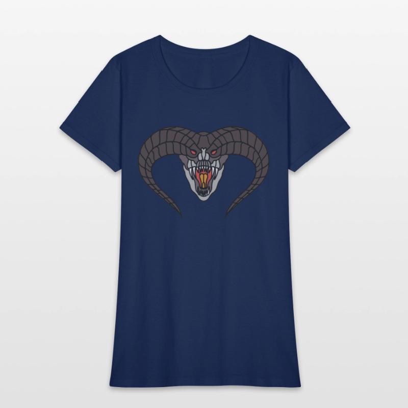 black Horned snake head with red eyes and fangs