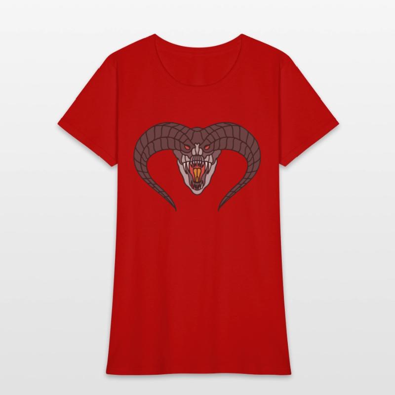 black Horned snake head with red eyes and fangs