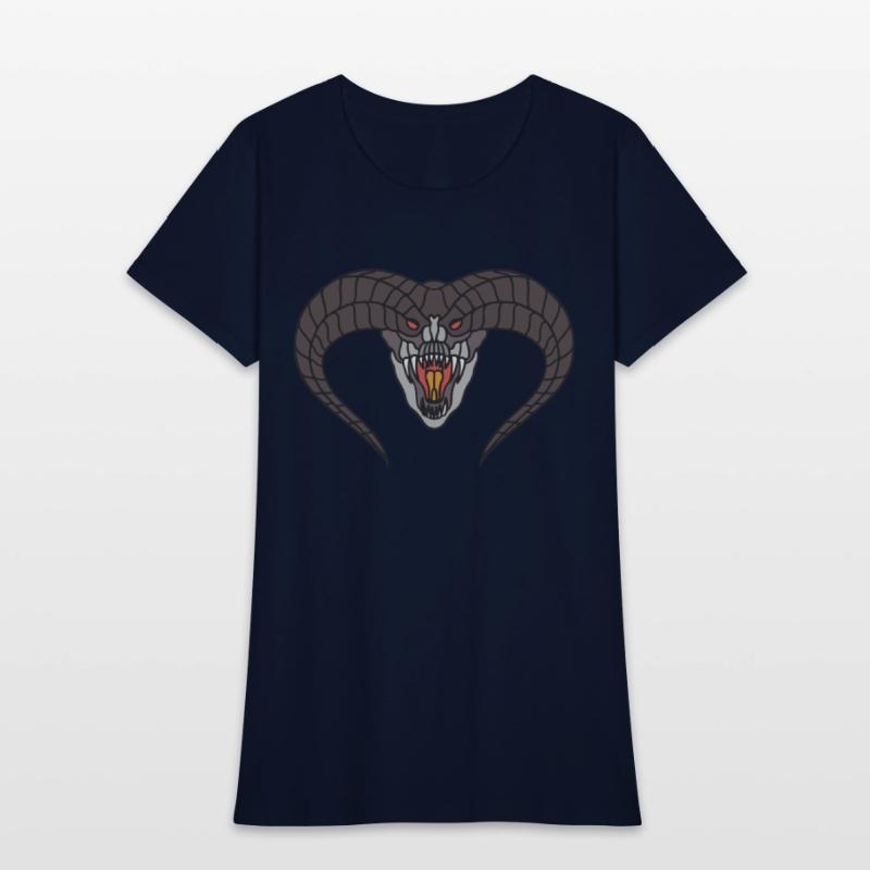 black Horned snake head with red eyes and fangs