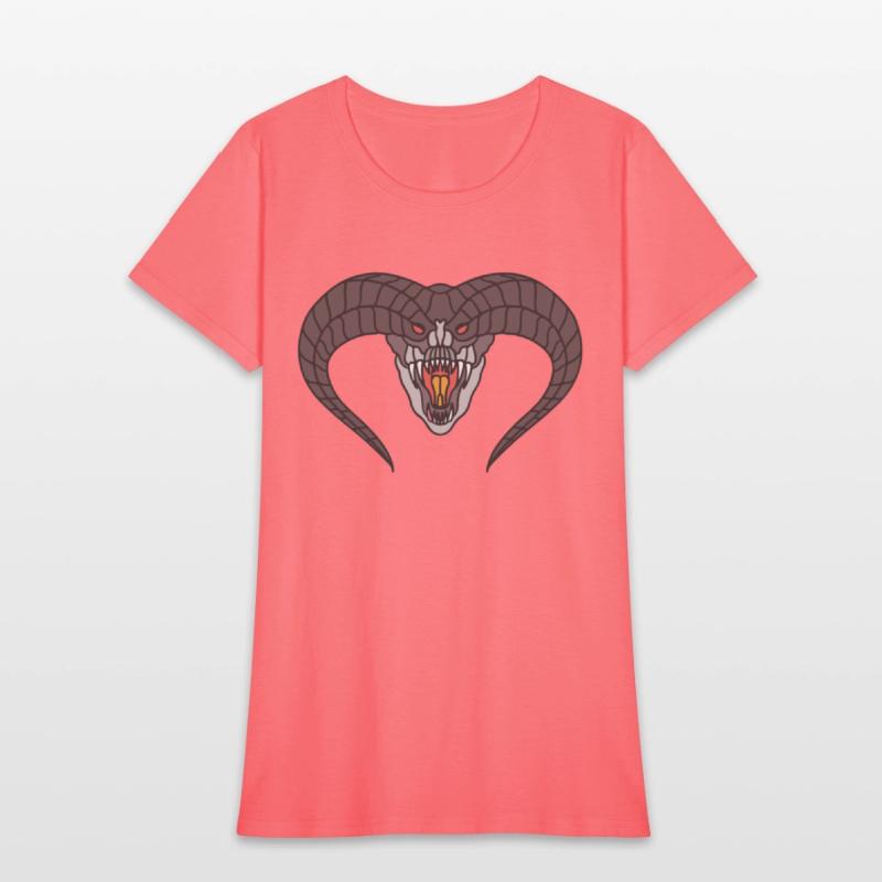 black Horned snake head with red eyes and fangs