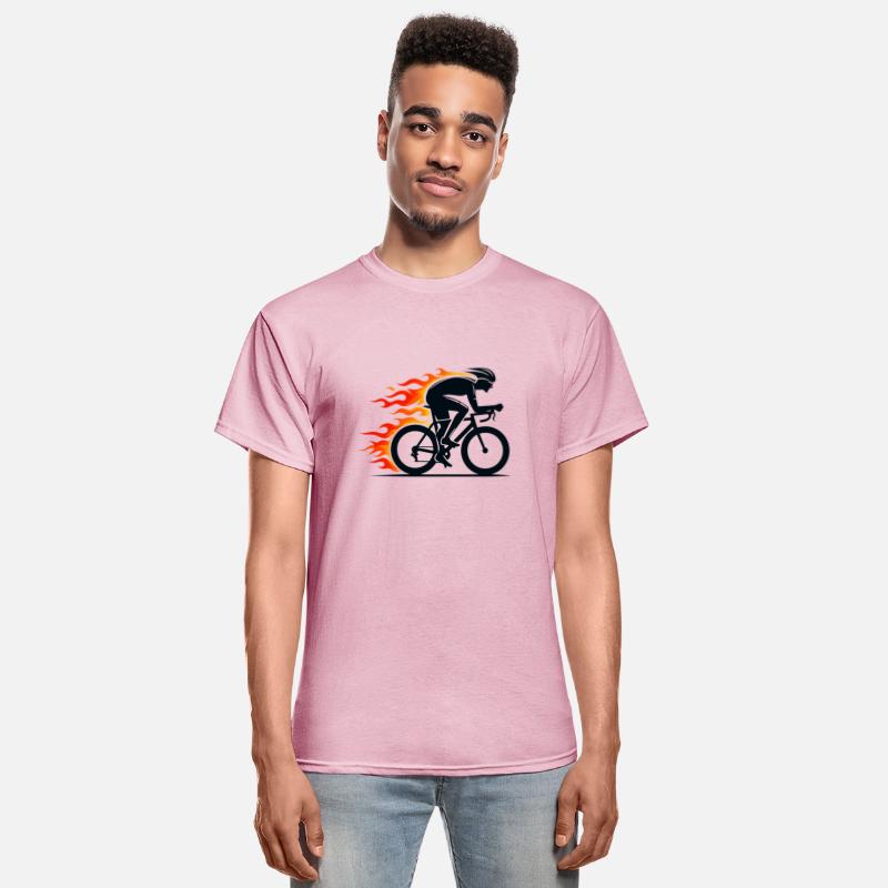 Black road cyclist on fire