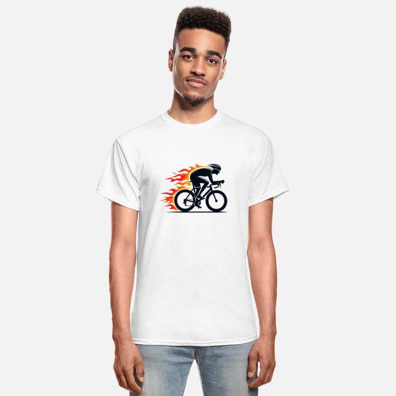 Black road cyclist on fire