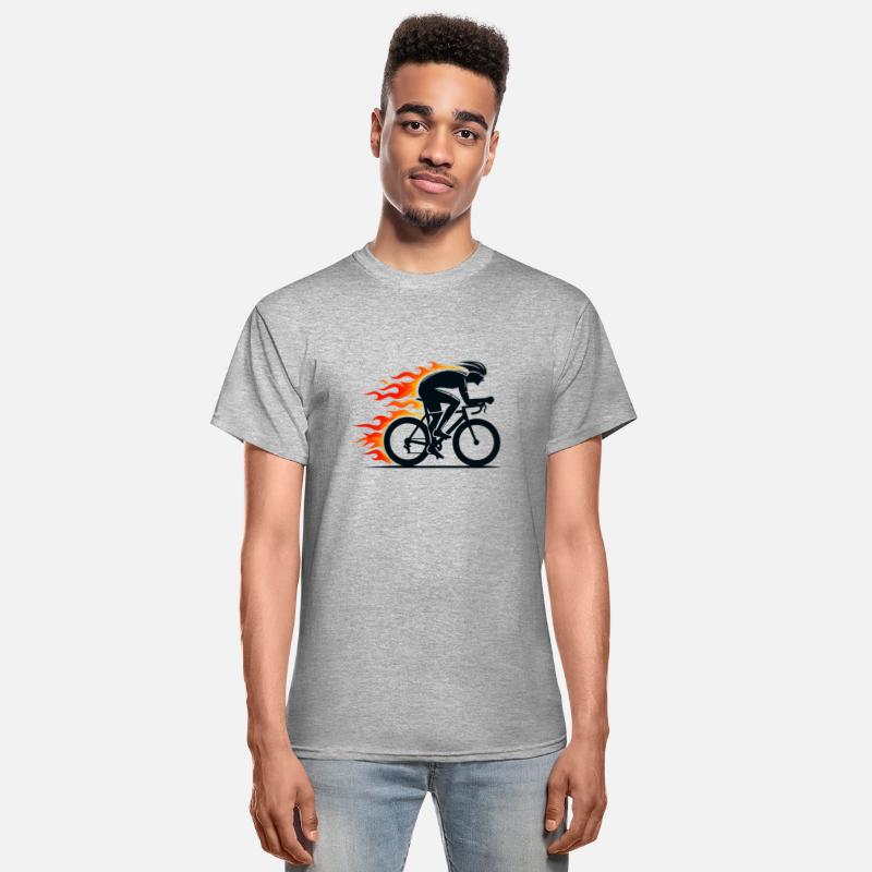 Black road cyclist on fire