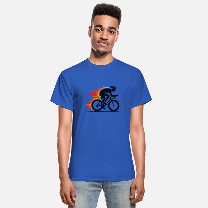 Black road cyclist on fire