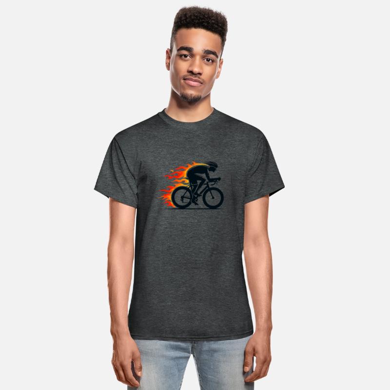 Black road cyclist on fire