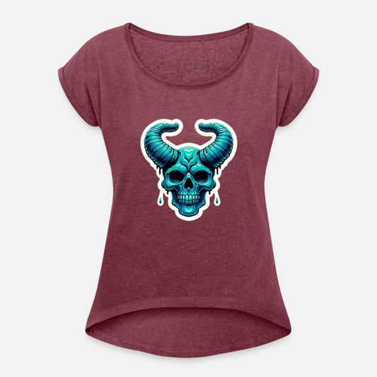 Blue-Green Aqua Horned Skull, blue-green aqua