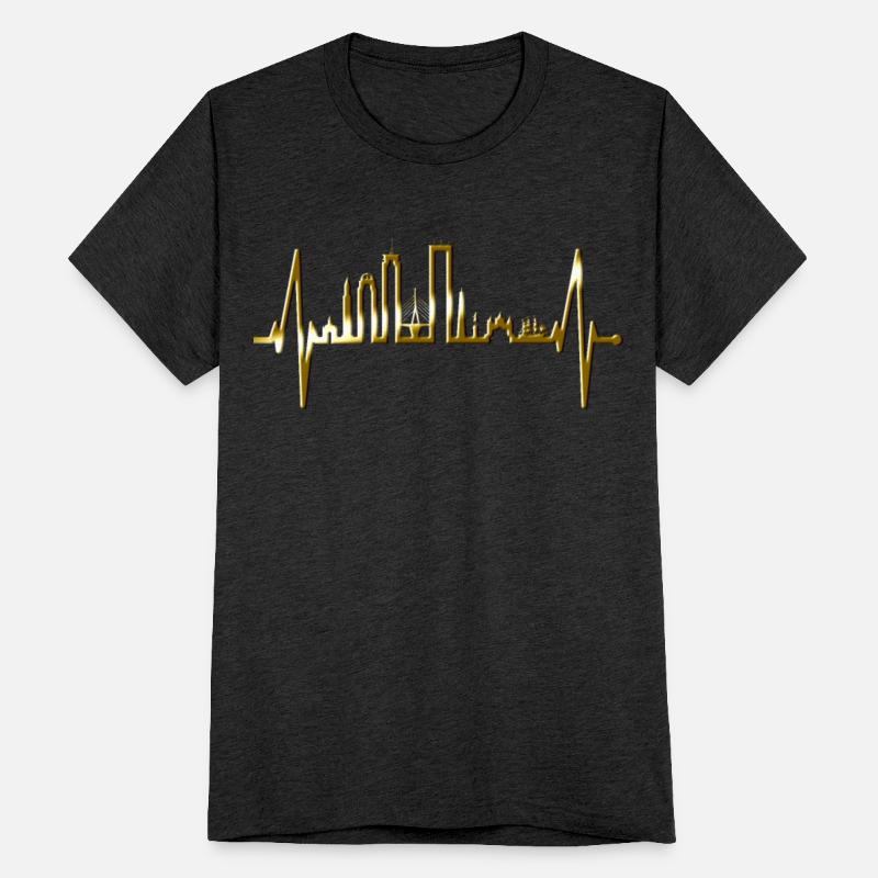 Boston Skyline Heartbeat Silhouette Heart US Love