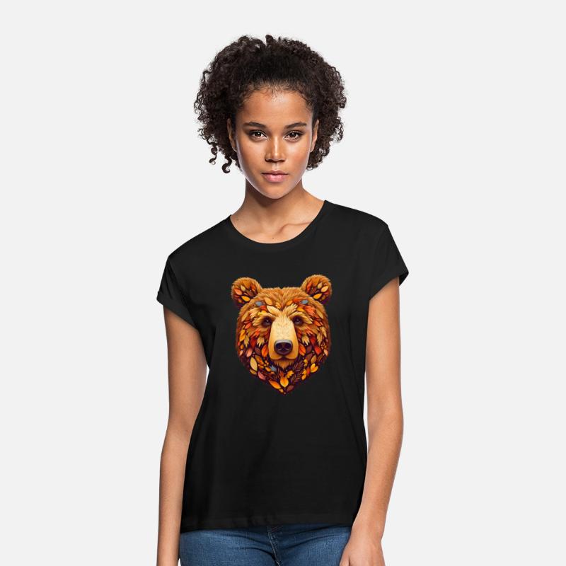 Brown bear, made from various leaves