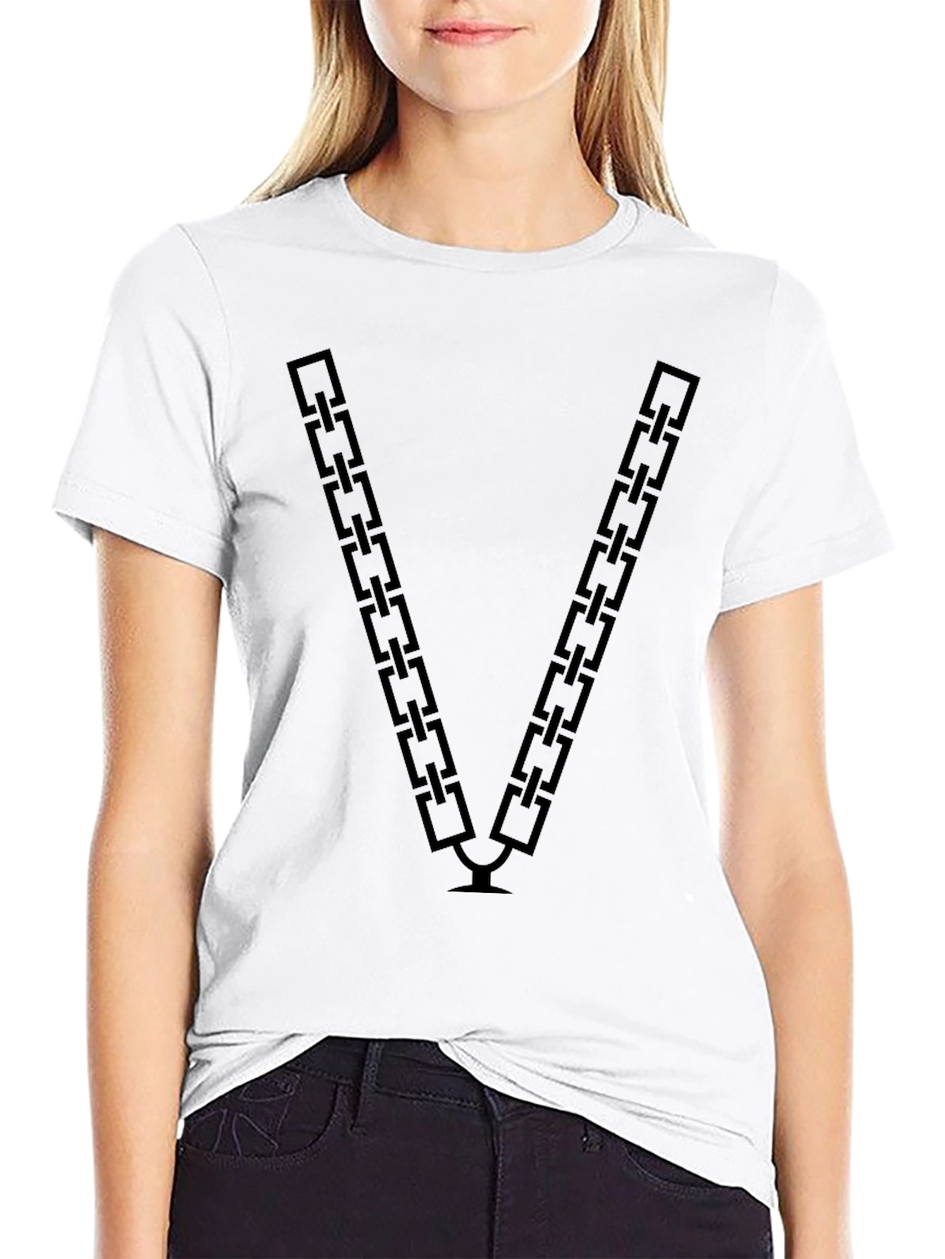 Chain V T-Shirt - Black Graphic Tee
