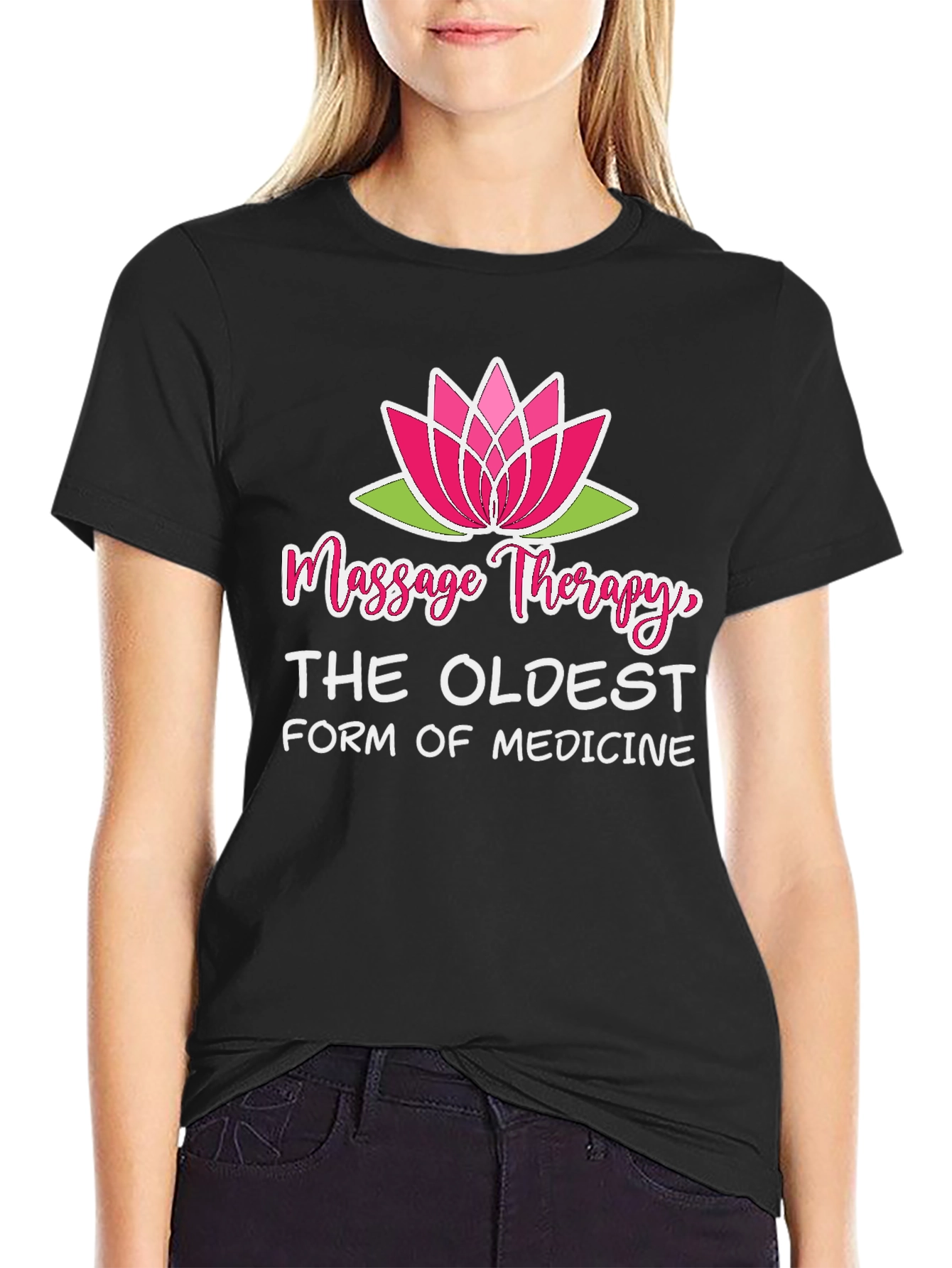 Massage Therapy T-Shirt Lotus Flower Design