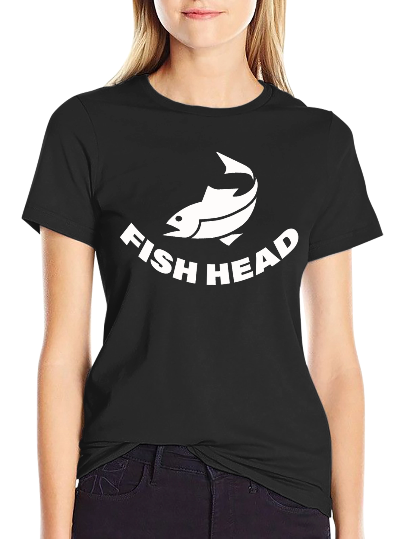 Fish Head Graphic T-Shirt - Black Cotton Tee