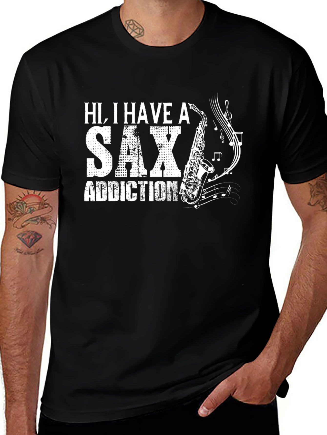 Sax Addiction Black T-Shirt - Music Lover Tee