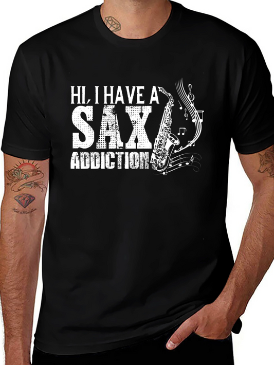 Sax Addiction Black T-Shirt - Music Lover Tee