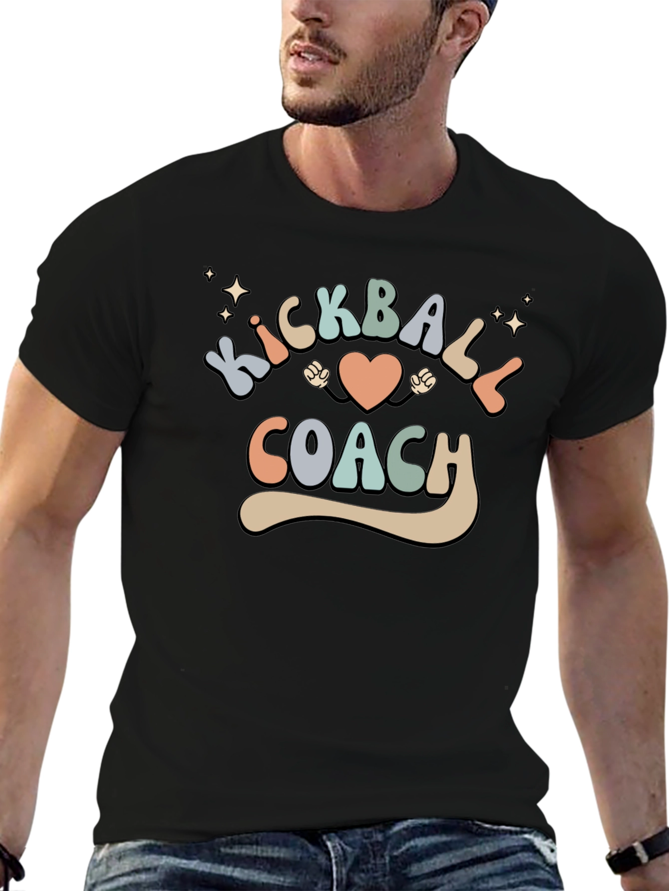Kickball Coach Retro Style Black T-Shirt
