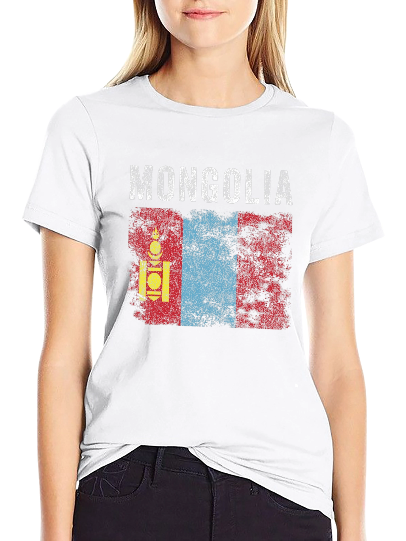 Mongolia Flag T-Shirt - Distressed Graphic Tee