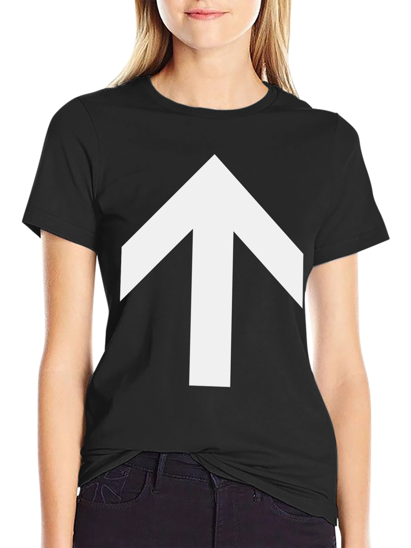 Upward Arrow Graphic Tee - Black Casual Shirt