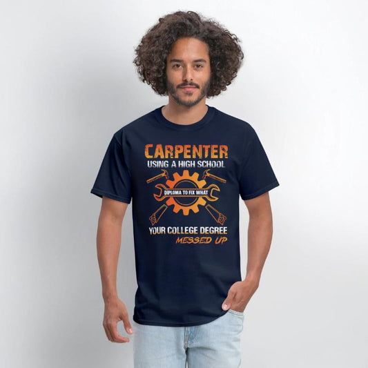 Carpenter Using A High School Diploma To Fix What