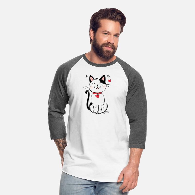 Cat Outline Cute Smiling Cat with Heart Collar