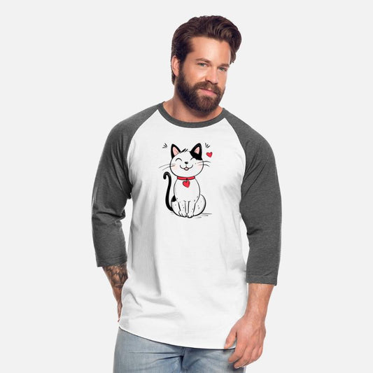 Cat Outline Cute Smiling Cat with Heart Collar