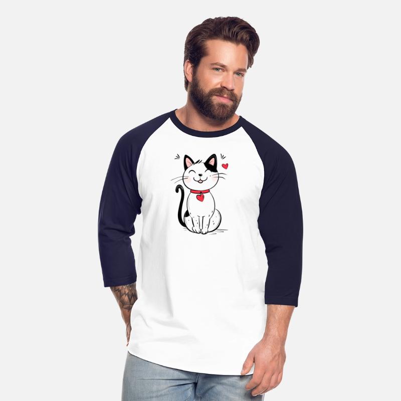 Cat Outline Cute Smiling Cat with Heart Collar