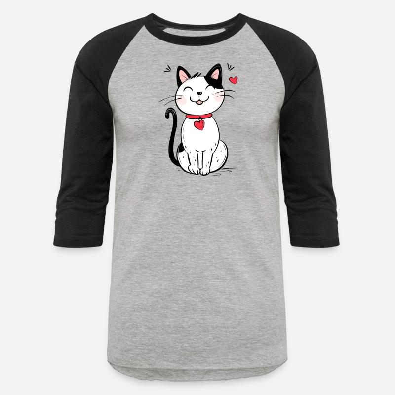 Cat Outline Cute Smiling Cat with Heart Collar