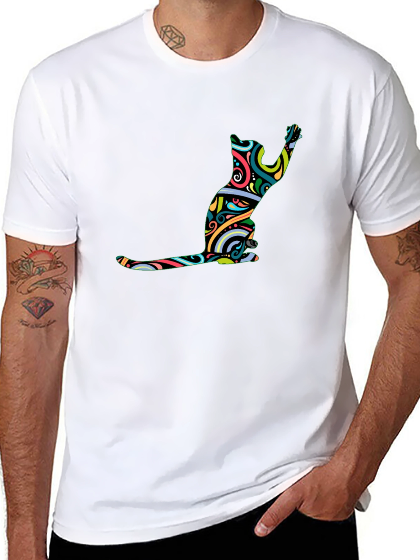 Abstract Cat Art T-Shirt - Modern Graphic Tee