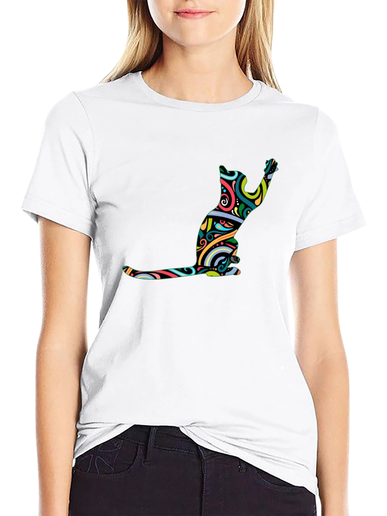 Abstract Cat Art T-Shirt - Modern Graphic Tee