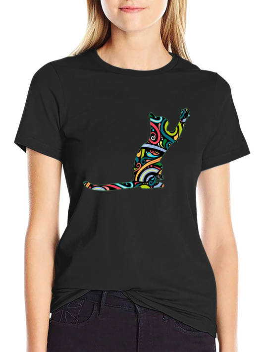 Abstract Cat Art T-Shirt - Modern Graphic Tee