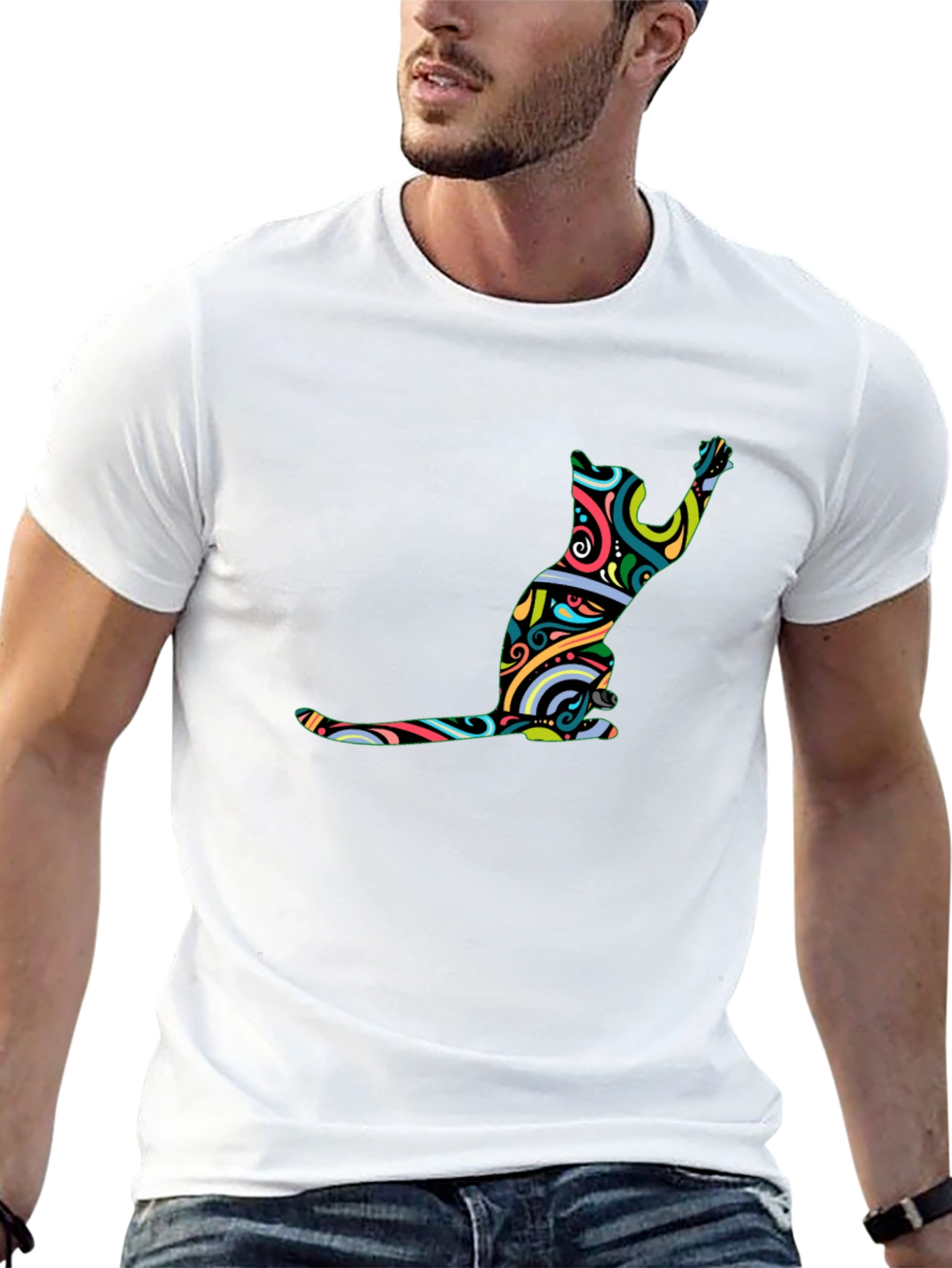 Abstract Cat Art T-Shirt - Modern Graphic Tee