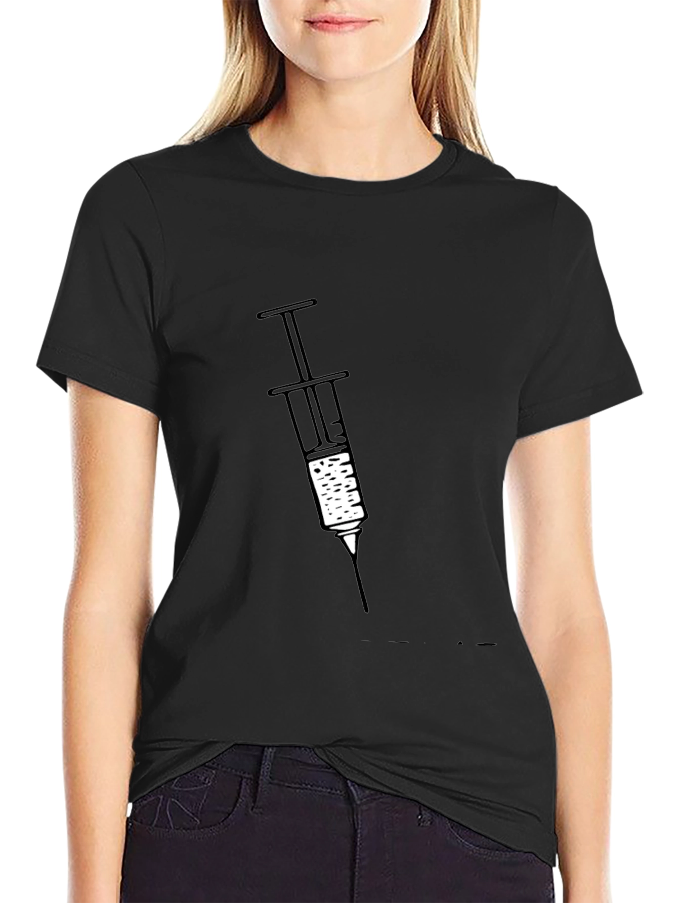 Syringe Graphic Black T-Shirt - Unique Novelty Tee