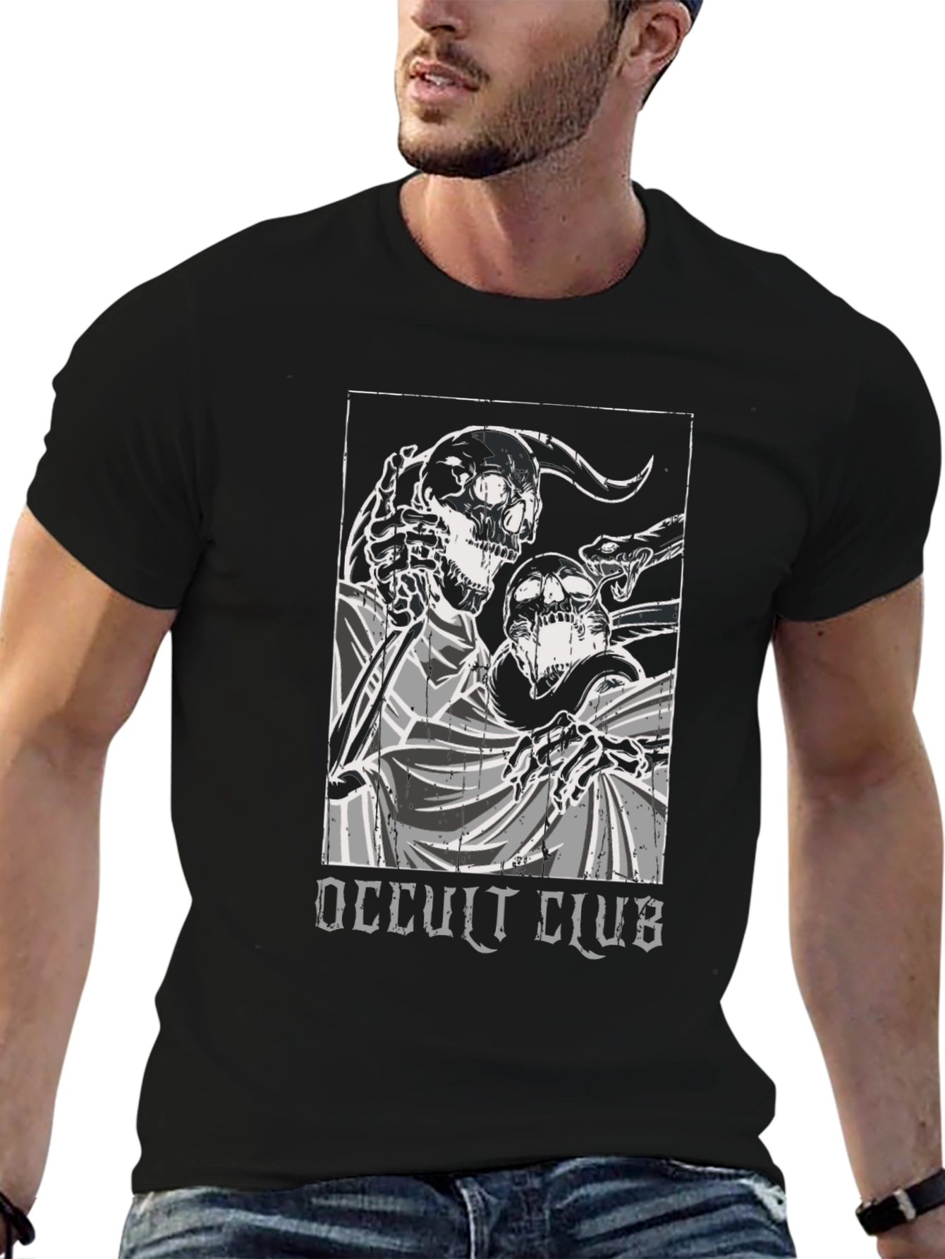 Occult Club Graphic Print Black T-Shirt