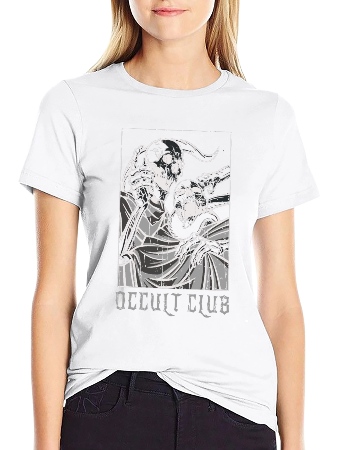 Occult Club Graphic Print Black T-Shirt