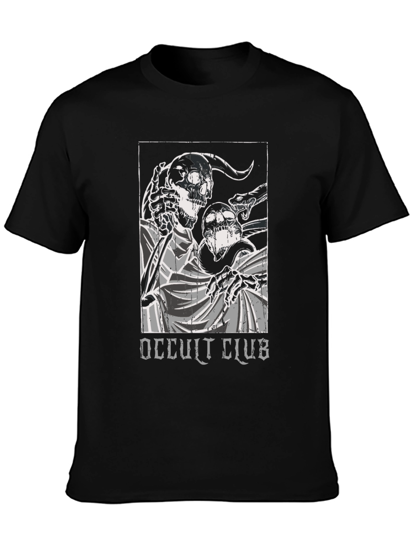 Occult Club Graphic Print Black T-Shirt