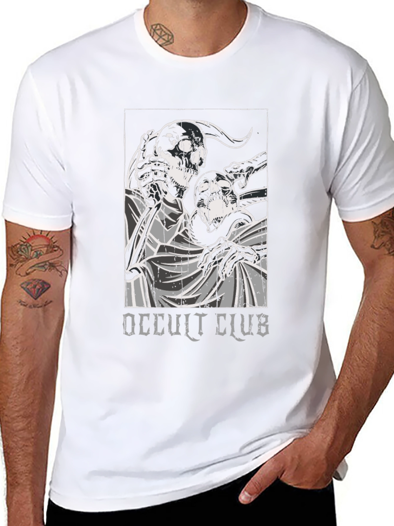 Occult Club Graphic Print Black T-Shirt