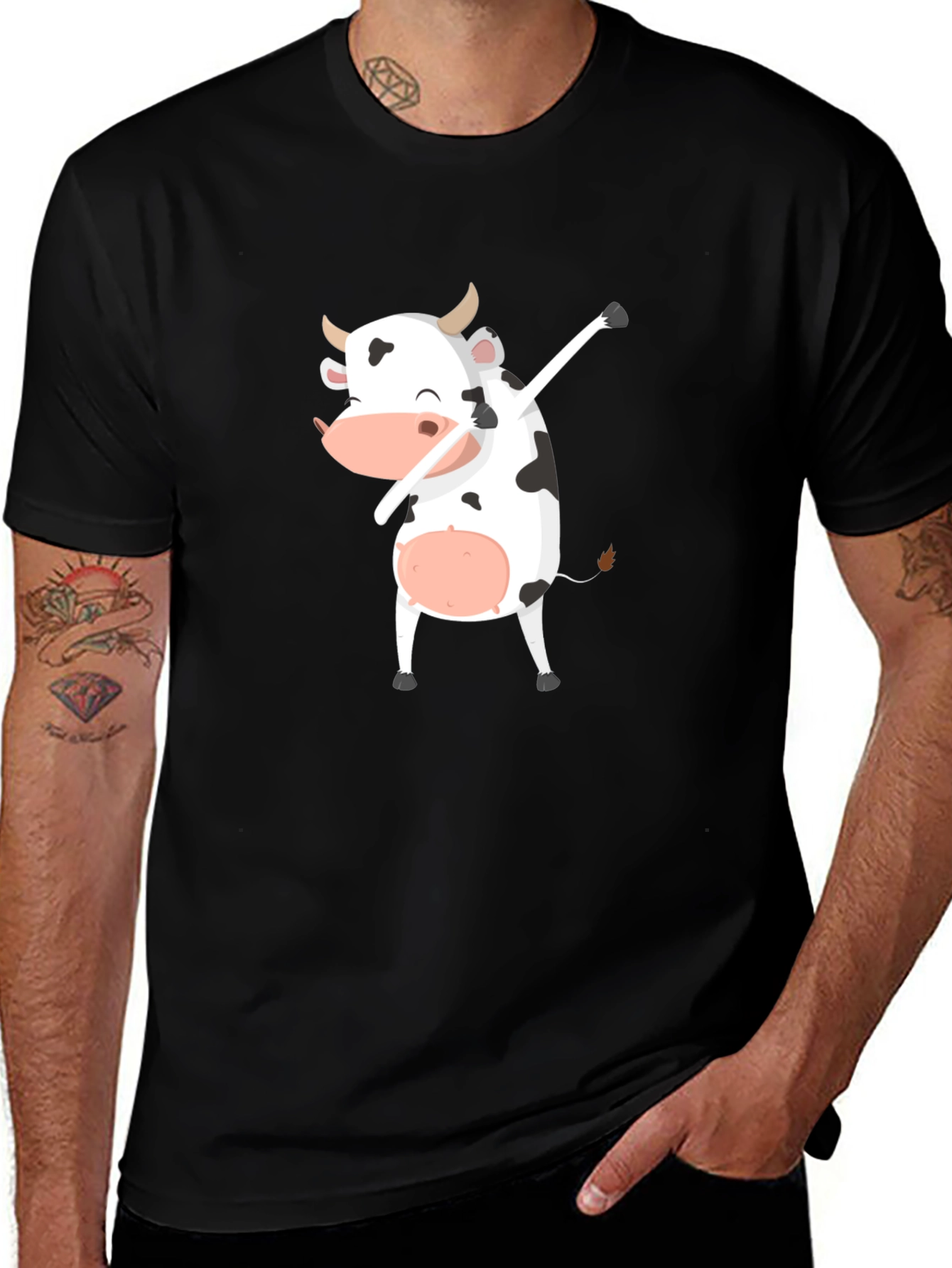 Dabbing Cow Graphic Tee - Unisex Black T-Shirt