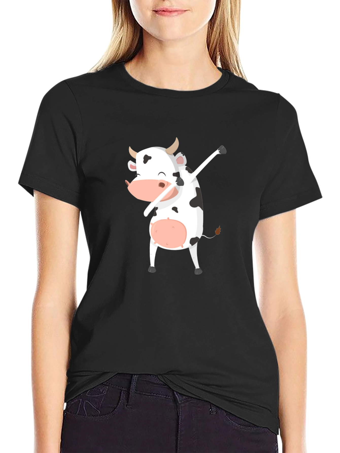 Dabbing Cow Graphic Tee - Unisex Black T-Shirt