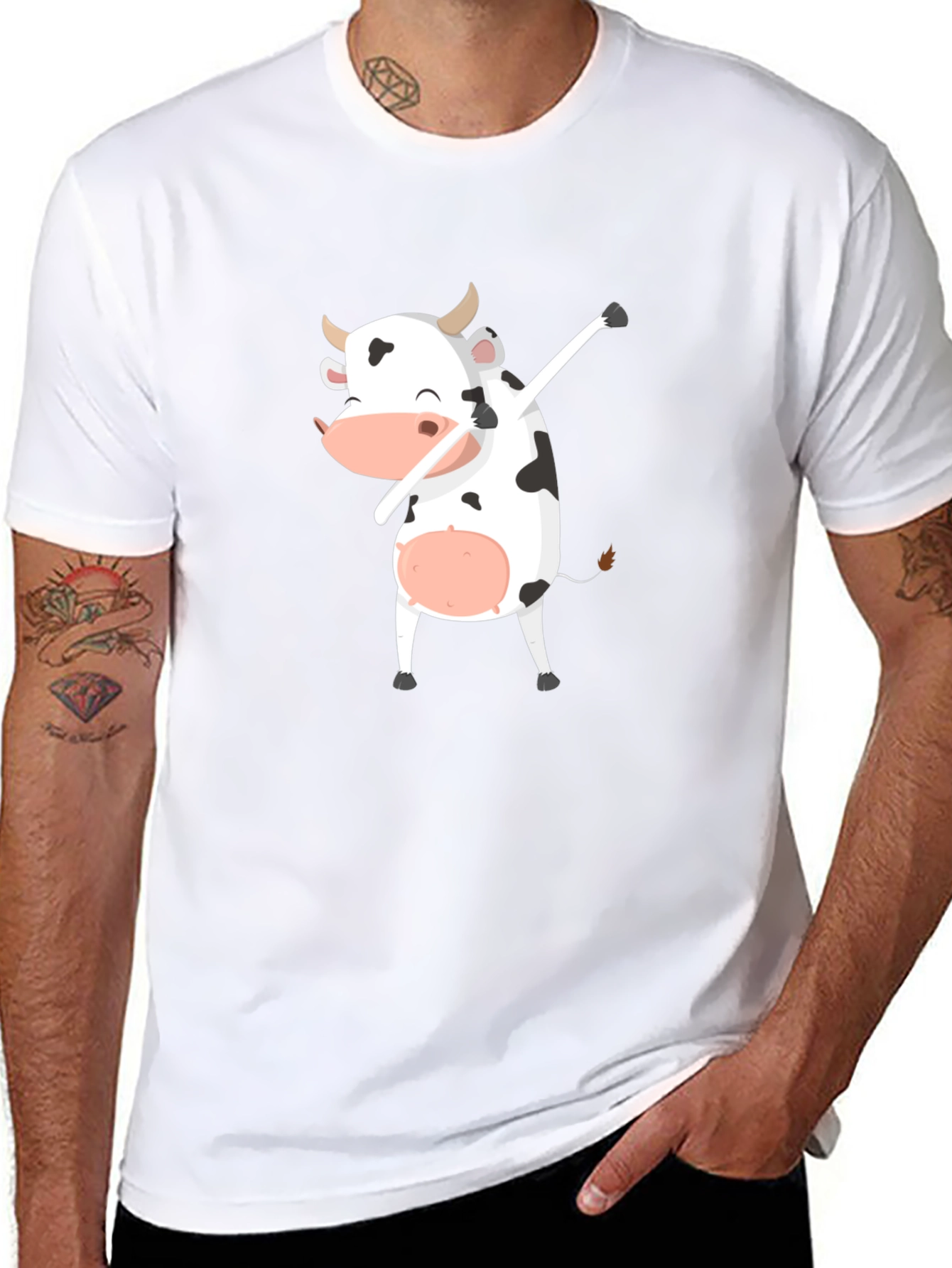 Dabbing Cow Graphic Tee - Unisex Black T-Shirt