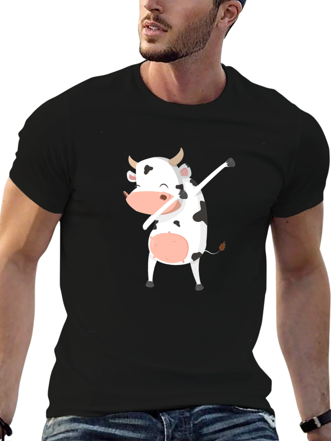 Dabbing Cow Graphic Tee - Unisex Black T-Shirt