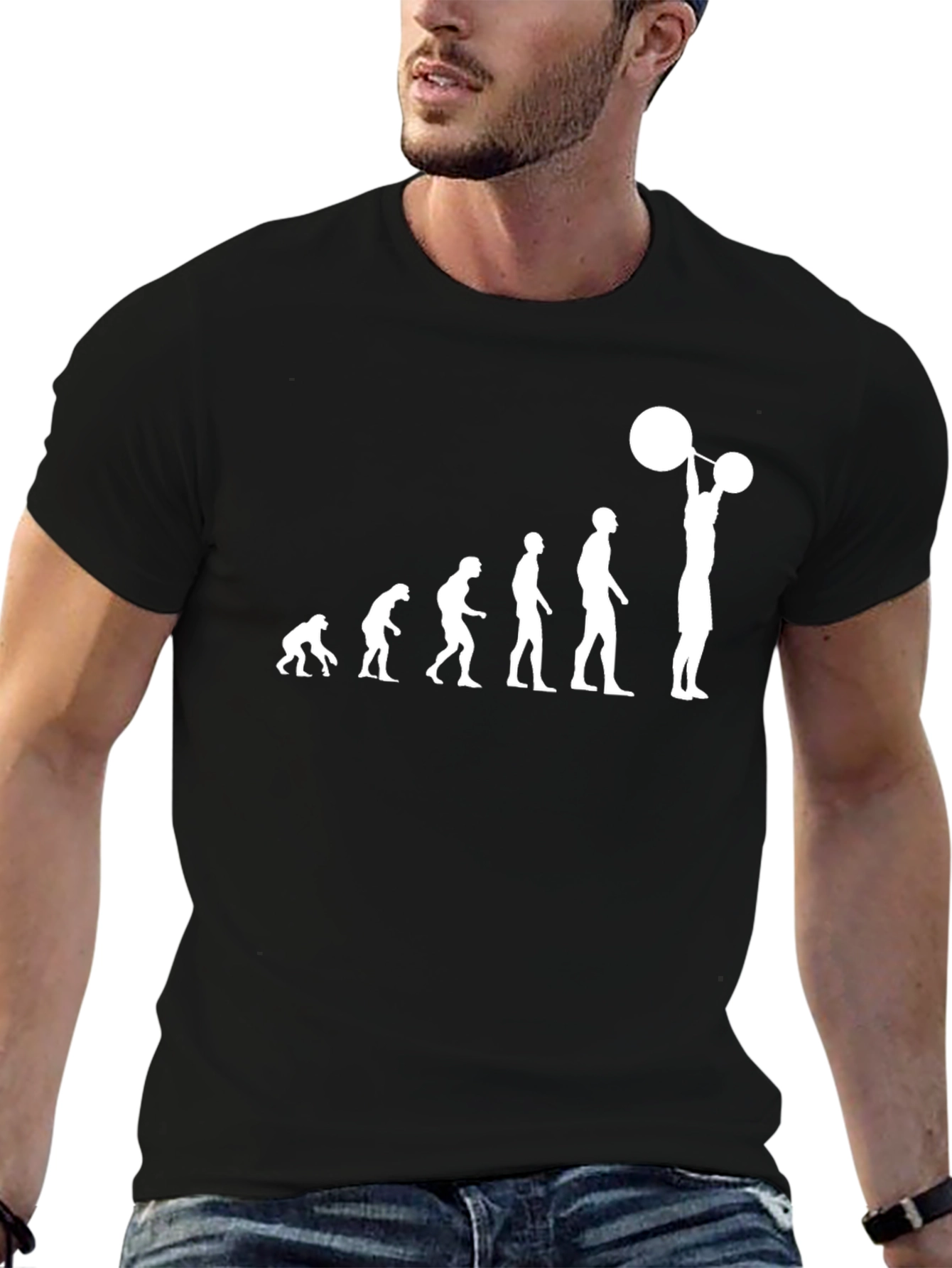 Evolution Weightlifting Graphic Tee - Black Cotton T-Shirt